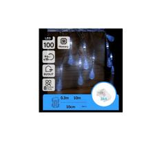 Aigostar - LED lauko kalėdinė girlianda 100xLED/8 funkcijų 3xAA 10m IP44 šaltai balta lašeliai