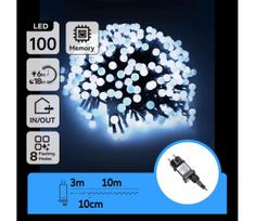 Aigostar - LED lauko dekoratyvinė girlianda 100xLED/3,6W/230V/8 funkcijų 10m IP44 šaltai balta
