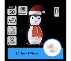 Aigostar - LED lauko kalėdinė dekoracija 50xLED/3xAA IP44 pingvinas