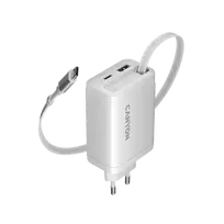 CANYON charger OnCharge 65RC Build-In Cable USB-C 65W 1xPD 1xQC EU White