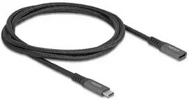 „Delock USB 10Gbps prailginimo kabelis, USB Type-C™ kištukas į lizdą, PD 3.0, 100 W, 1 m, pilkos spalvos metalinis“