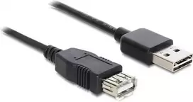 „Delock prailginimo kabelis EASY-USB 2.0, A tipo kištukas > USB 2.0 A tipo lizdas, juodos spalvos, 5 m“