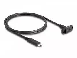 „Delock SuperSpeed USB 10Gbps (USB 3.2 Gen 2) kabelis su USB Type-C™ kištuku ir lizdu, 1 m, skirtas montavimui, juodos spalvos“