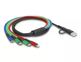 „Delock USB įkrovimo laidas „4-in-1“: USB Type-A + USB-C™ į Lightning™ / Micro USB / 2 x USB Type-C™, 1,20 m“