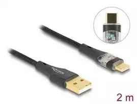 „DELOCK USB 2.0 kabelis, jungtis A į USB Type-C, 60 W, 2 m“