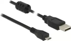 DeLOCK 2m, USB 2.0-A/USB 2.0 Micro-B, 2 m, USB A, Micro-USB B, USB 2.0, Male/Male, Black