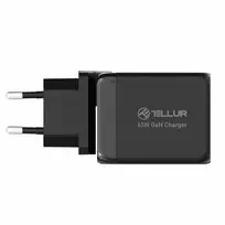 GaN 65W 3-port wall charger, 2xUSB-C + USB-A, EU,UK,US