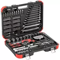 Red socket wrench set 1/4 + 1/2, 232 pieces, tool set (red/blac