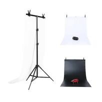 Puluz DCA0976 fotografavimo fonų stovas su baltais ir juodais fonais, 70–200 cm