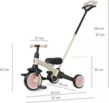 „Qplay“ triratis dviratis „Stager 3-in-1“, rožinis