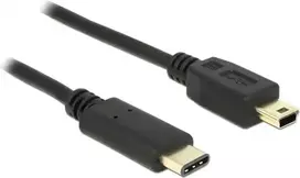 „USB 2.0 USB Type-C 2.0 kištukas > USB 2.0 tipo Mini-B kištukas 0,5 m juodas Delock“