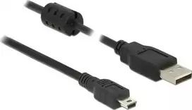 „1,5 m – USB 2.0-A / USB 2.0 Mini-B, 1,5 m USB A – Mini-USB B, vyriškas – vyriškas, juodas USB laidas“