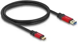 „Delock USB 10Gbps kabelis su USB Type-A kištuku ir USB Type-C™ kištuku, 1 m, raudonas, metalinis“