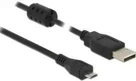 „Delock kabelis: USB 2.0 A tipo kištukas > USB 2.0 Micro-B kištukas, 1,5 m, juodos spalvos“