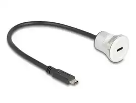 „Delock USB 10Gbps Type-C™ įmontuojama lizdas su 30 cm ilgio šakotiniu kabeliu, aliuminis“