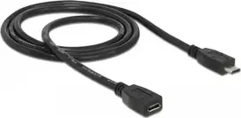 „Delock USB 2.0 prailginimo kabelis, jungtis tipo Micro-B > lizdas tipo Micro-B, 1 m“