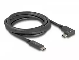 „Delock USB 5Gbps kabelis su USB Type-C™ kištuku į USB Type-C™ kištuką, išlenktas į kairę / dešinę, 2 m, 4K, PD 60 W, su E-ženklu“