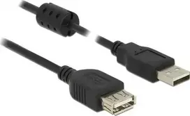 „Delock USB 2.0 prailginimo kabelis, A tipo kištukas > USB 2.0 A tipo lizdas, 3,0 m, juodos spalvos“