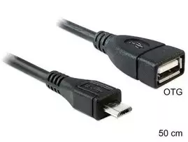 „Delock kabelis: USB micro-B kištukas > USB 2.0-A lizdas, OTG, 50 cm“