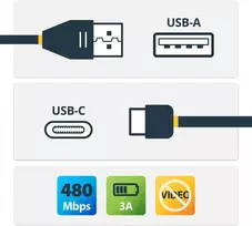 "StarTech 0.5m USB C to USB A Cable - M/M - USB 2.0 - USB-C Charger Cable - USB 2.0 Type C to Type A Cable - USB A to C"