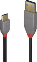„LINDY USB 2.0 laidas, tipas A/C, „Anthra Line“, M/M, 0,5 m“