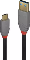 „LINDY USB 3.2 A tipo į C tipo kabelis, 5 A PD, Anthra Line, 2 m“