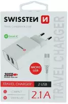 Smart IC Travel Charger 2 x USB 2.1А + Micro USB Cable White