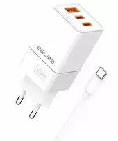 Charger 65W GaN 2xUSB-C +USB-A + USB-C cable white