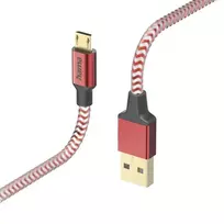 00201556 Reflective Charging Cable, USB-A - Micro-USB 1.5m Nylon red