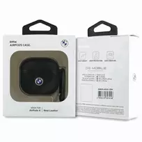 Geniune Leather Silver Logo AirPods 4 cover black