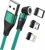 Magnetic Charge 3 USB A to USB-C + microUSB + Lightning 1m Green