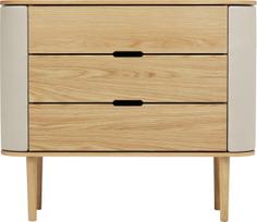 Umage Komoda Treasures, 3 stalčiai, ąžuolo ir šviesaus smėlio spalvos audinys