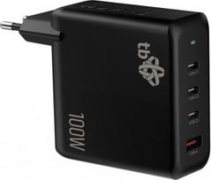 TB 3x USB C + USB A Power Delivery Wall Charger Black, GaN 100W