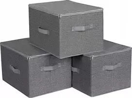 SONGMICS sulankstomos daiktų laikymo dėžės su dangčiais, 3 vnt., 40 x 30 x 25 mm URYZB03GV1