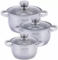 Kamille Puodų rinkinys 6 dalių (1,5l+2l+3l), nerūdijantis plienas, Kamile, 4915