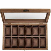 SONGMICS laikrodžių dėžutė iš paulovnijos medienos 12 skyrių su stiklo dangčiu 0194343045580