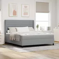 LED Čiužinio Lova Šviesiai pilka 180 x 200 cm audinys