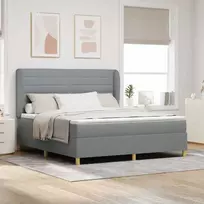 Kiemas lova su čiužiniu Šviesiai pilka 200 x 180 cm audinys