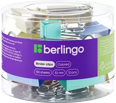 Biuro sąvaržėlės popieriui Buldog, 32 mm, 1 vnt. Berlingo, įvairių spalvų. 12 vnt pakuotėje