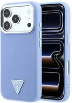 Guess Grained Triangle Logo MagSafe dėklas, skirtas iPhone 18 Pro Max / 17 Pro Max, mėlynas