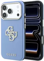 Dėklas Guess Smooth & Big Strass Logo, skirtas iPhone 18 Pro / 17 Pro, mėlynas