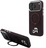 Dėklas Karl Lagerfeld su žiediniu stovu 360 Karl & Choupette Heads Pin MagSafe, skirtas iPhone 18 Pro / 17 Pro