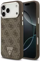 Guess 4G Triangle Logo MagSafe dėklas, skirtas iPhone 18 Pro Max / 17 Pro Max, rudas, sidabrinis
