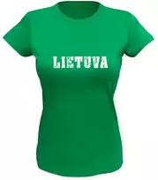 KS Moteriški Marškinėliai Lietuva Su Vėliavėle Ant Nugaros (2 spalvos), Dydis: XXL, Pasirinkite Spalvą: Juoda