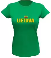 KS Moteriški Marškinėliai Lietuva Su Vyčiu Ant Nugaros (4 spalvos), Dydis: XL, Pasirinkite Spalvą: Geltona