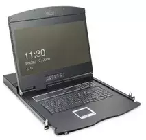 Digitus Modulinė konsolė su 19 colių (48,3 cm) TFT monitoriumi, 16 prievadų KVM Cat. 5 komutatoriumi ir jutikliniu kilimėliu, vokiška klaviatūra