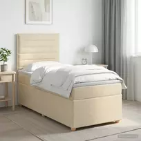 Spyruoklinė lova su čiužiniu Kreminė 80 x 200 cm Audinys