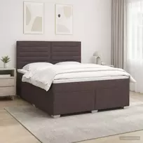 Spyruoklinė lova su čiužiniu Tamsiai rudas 160 x 200 cm Audinys