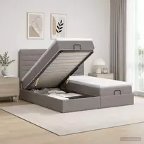 Reguliuojama lova su čiužiniu 2 vnt. Taupe Audinys