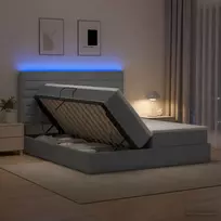 LED saugojimo lova su čiužiniu Šviesiai pilka 180 x 200 cm